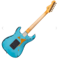 Preview: Vintage V6 ICON Electric Guitar ~ Distressed Gun Hill Blue Over Sunburst