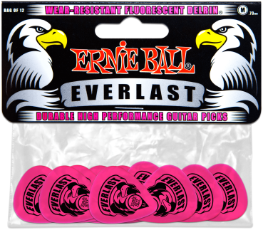 ERNIE BALL Plektren, Everlast, Medium, pink, 12 Stück