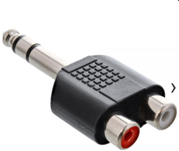 Audio Adapter, 6,3mm Klinke Stecker auf 2x Cinch Buchse, Stereo