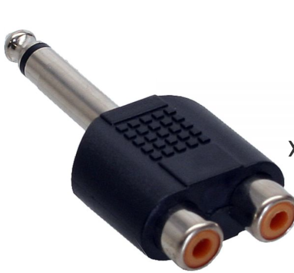 Audio Adapter, 6,3mm Klinke Stecker an 2x Cinch Buchse, Mono