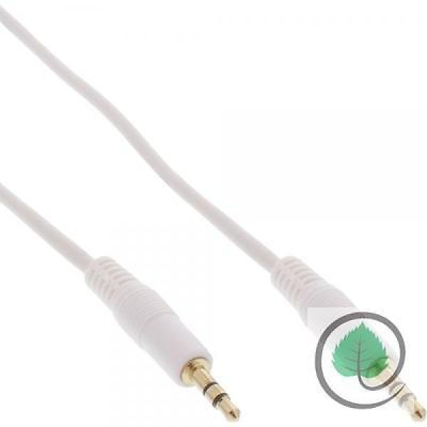 Klinke Kabel, 3,5mm Stecker / Stecker, Stereo, weiß / gold, 1,5m